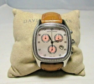 David Yurman 34MM Biege Alligator Leather Band Diamond Watch - Picture 1 of 12