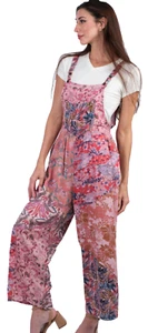 Nuevo con etiquetas HILOS SAGRADOS funky floral hippie rayón MONO MAMELUCO MONO JUMPER L - Imagen 1 de 7