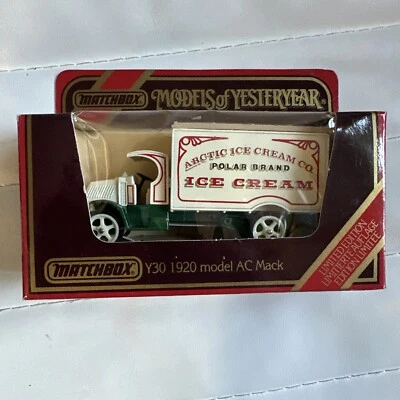 Matchbox Yesteryear Y30-1 1920 AC Mack Truck "Artic Ice Cream" Vintage Rare - Image 1 of 3