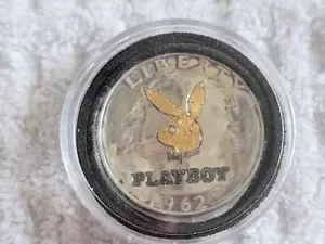 Hobo Silver Quarter W Playboy Bunny Inlayed in Gold Leaf - Picture 1 of 2