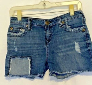 True Religion ~ Girls Bobby Distressed Denim Shorts ~ Size 14 - Picture 1 of 12
