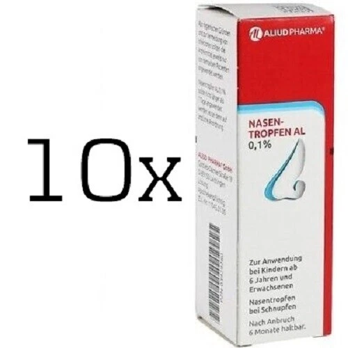 ALIUD PHARMA GMBH 10x Nasentropfen AL 0,1% für Erwachsene 10ml, PZN 03929280 3929280