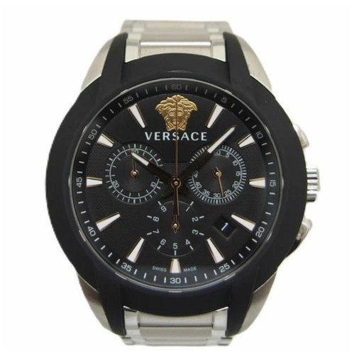 [ Ottimo] VERSACE Personaggio Cronografo Quarzo Nero VEM800218 con Scatola F S