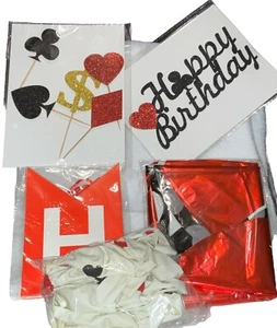 Las Vegas Themed 🎂 Party 4 Mylar🎈,1 Banner,10🧁Picks,24 latex 🎈,1 TB Sign New - Picture 1 of 21