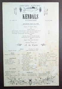1958 Kendals Restaurant Menu May 3rd Manchester England Dining - Picture 1 of 1