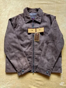 NEW V Milano Mens Faux Suede Brown Harrington Jacket zips Size S - Picture 1 of 12