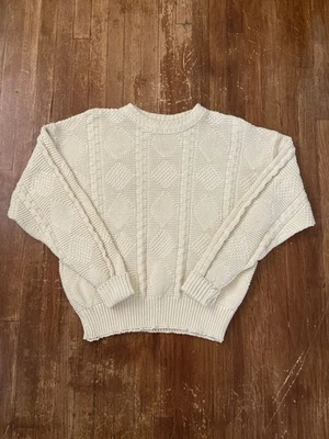 Suéter masculino vintage de malha creme 3D grande  - Imagem 1 de 4