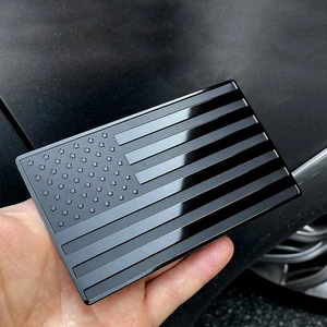 2pcs Black Metal American US Flag Car Sticker Emblem Badge Decal Trims Universal - Picture 1 of 12