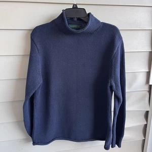J Crew Pullover Herren mittelblau Chuncky Strick Fischer Ruderer Rollkragen Vintage - Bild 1 von 9