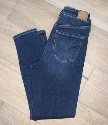 Pantalones de mezclilla American Eagle para mujer 10 30 W azul tiro alto jegging Next Level elásticos nuevos con etiquetas Foto 1 de 4