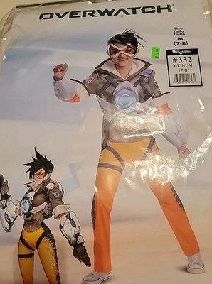 Overwatch Tracer Disfraz Halloween Niño Niño Mediano 7-8, Mono, Chaleco, Gafas Foto 1 de 3
