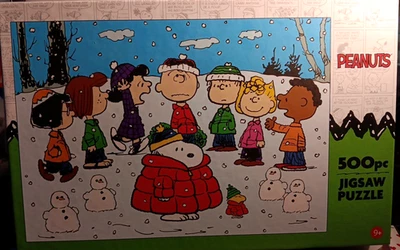 Peanuts Gang 500pc Jigsaw Puzzle- SNOOPY in Red Puffer Coat 23.5" x 16.5" Age 9+ - Image 1 of 4