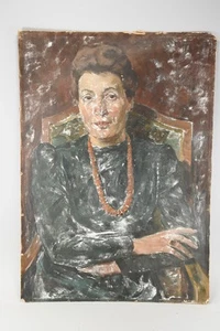 C11G17- Obraz Portret siedzącej damy niewyraźnie podpisany około 1900 roku - Zdjęcie 1 z 12