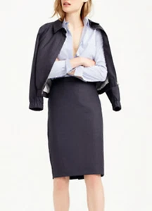 J Crew Super 120s Wollrock 100 % Damen 2 anthrazitgrau nahtlos mit Reißverschluss gefüttert - Bild 1 von 9