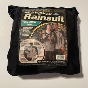 STEARNS Adult PVC Coated Nylon Rainsuit, XL, Taupe & Black, NEW w/defect - Picture 1 of 12