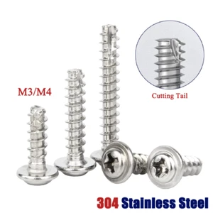 M3/M4 Phillips Flanged Pan Head Self Tapping Screws Round Head Cutting Tail - Picture 1 of 17
