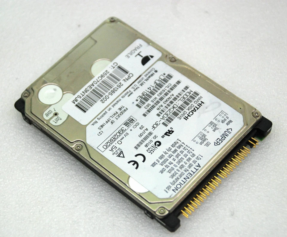 30GB 2,5" 6,35 cm IDE FESTPLATTE PATA HARD DISC HITACHI DK23DA-30 44-PIN #F120 - Bild 1 von 1