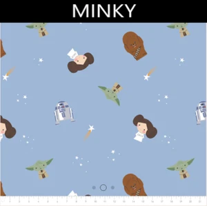 Star Wars Rebel Dreams Lt. Blue Minky Chamois 58" Fabric by the Yard - Picture 1 of 1