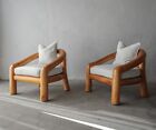 Pair of Mid Century Oversized Sculptural Solid Maple Lounge Chairs