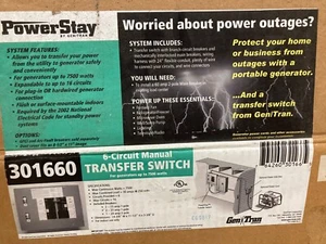 GenTran PowerStay 301660 6 Circuit Manual Transfer Switch BRAND NEW - Picture 1 of 1