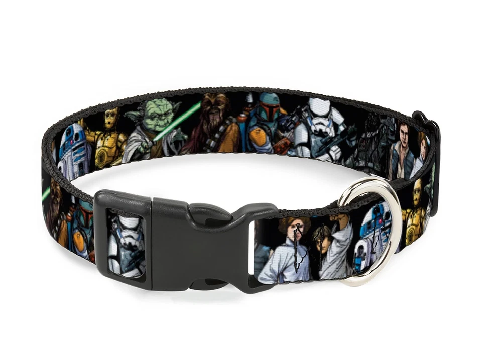 NUEVO COLLAR DE PERRO CLÁSICO DE STAR WARS PERSONAJE HAN SOLO YODA CHEWBACCA R2D2 CON LICENCIA Foto 1 de 1