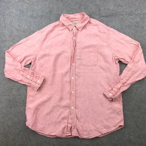 LL Bean Shirt Men Large Pink Solid Long Sleeve Pockets Casual Linen - Picture 1 of 10