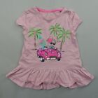 Tommy Bahama T Shirt Dress Girls Small 5/6 Pink Bling Cat Surfer Tropical