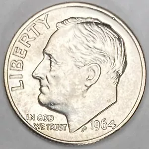 1964 D Choice BU Full Split Bands FSB Roosevelt Dime 90% Silver D15 - Picture 1 of 3