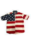 🇺🇸 Roper Mens USA Flag Short Sleeve Button Up Shirt Medium All over Cotton