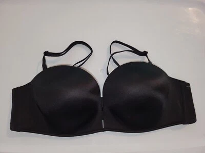 VICTORIA SECRET 34D BOMBSHELL Add-2-Cups PUSH-UP STRAPLESS BRA BLACK NWOT - Image 1 of 3