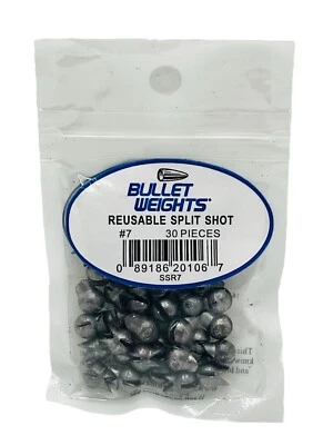 Bullet Weight SSR7 Reusable Split Shot Size 7 - Pack of 30 Fishing Sinkers NEW - Image 1 of 4