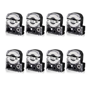 8PK Compatible with EPSON K-Sun 224BW 224BWPX 24mm Tape Black on White Label - Picture 1 of 8