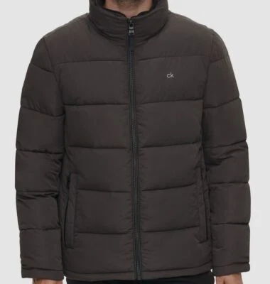 $226 Calvin Klein Para Hombre Gris Cremallera Completa Cuello Plumón Abrigo Chaqueta Talla M Foto 1 de 2