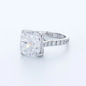 6.7CT LAB-CREATED DIAMOND E/VVS1 SQUARE RADIANT CUT 14K GOLD VINTAGE ACCENT RING - Picture 1 of 4