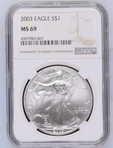 2003 American Silver Eagle $1 NGC MS69 - Picture 1 of 2