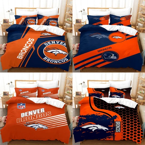 Denver Broncos 3PCS Bedding Sets Cotton Blend Soft Duvet Cover Pillowcases Gift Cover