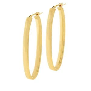 Bellezza Bronze Elongated Oval Hoop Earrings 1-3/4" - Picture 1 of 4