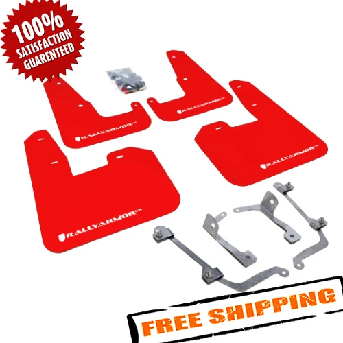 Rally Armor MF15-UR-RD/WH Red/White UR Mud Flaps for 2011-2014 Subaru WRX Hatch Foto 1 de 4
