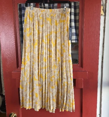 Falda plisada floral crema amarilla Tommy Hilfiger para mujer talla pequeña nueva con etiquetas precio de venta sugerido por el fabricante 99 USD Foto 1 de 4