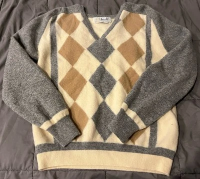 Suéter de lana argyle gris y tostado Pringle of Scotland vintage Foto 1 de 3