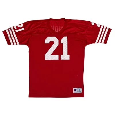 复古 1994 Deion Sanders 球衣 #21 旧金山 49 人队红色白色冠军美国 48 — 第 1/4 张图片