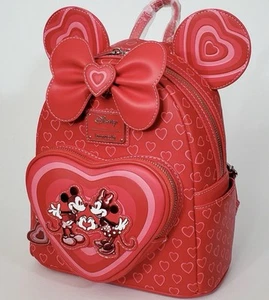 NWT Loungefly Disney Minnie & Mikey Mouse Hearts Ears Mini Backpack - Picture 1 of 16