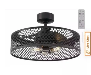 Home Decorations 24in  Indoor Outdoor Cage Ceiling Fan - Black - Picture 1 of 5