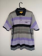 Jeep Live Without Limits Mens Polo Top Large purple white black Striped