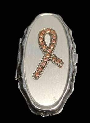 Trinket Pill Box Pink Rhinestone Breast Cancer Awareness - Image 1 of 4