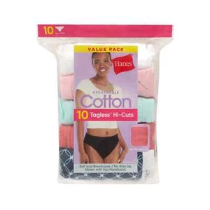 Hanes Women's Breathable Hi-Cut Cotton Panties-Assorted Colors-10 Pack-8/XL NWT - Picture 1 of 4