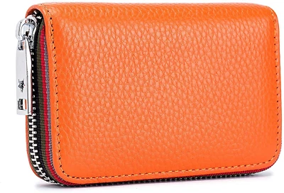 Cartera con soporte para tarjeta de crédito RFID para mujeres hombres pequeña cremallera estuche para tarjetas cuero regalo Foto 1 de 4