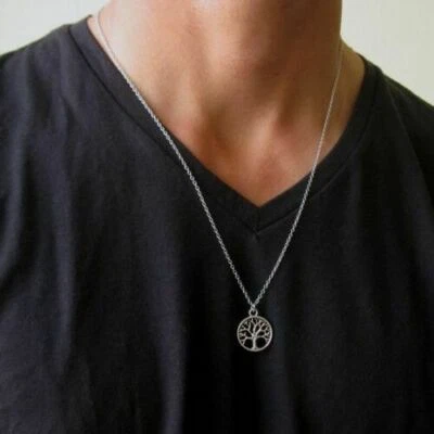 Collana ALBERO DELLA VITA 2 cm Argento con catena Regolabile ciondolo Uomo Donna - Immagine 1 di 4