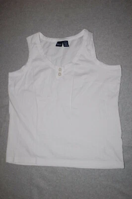 Womens WHITE TANK TOP Dressy Casual DARTED BUST Sleeveless Shirt SIZE 1X - Image 1 of 2