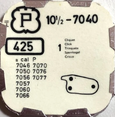 Peseux Cal. 7040 Ref. 425 Vintage Watch Part Replacement 7046 7050 7056 7057 - Image 1 of 2